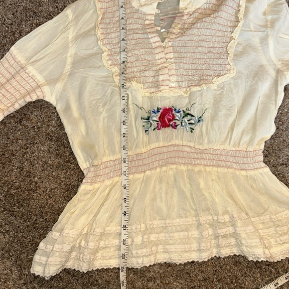 Persaman New York Women’s Long Sleeve Boho Style Cream Top Sz Sz Large NNT - Picture 6 of 11